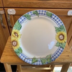 Corelle Sunflower Blue Check Dinner Plate